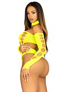 Revealing teddy, seamless, cut out, one-shoulder